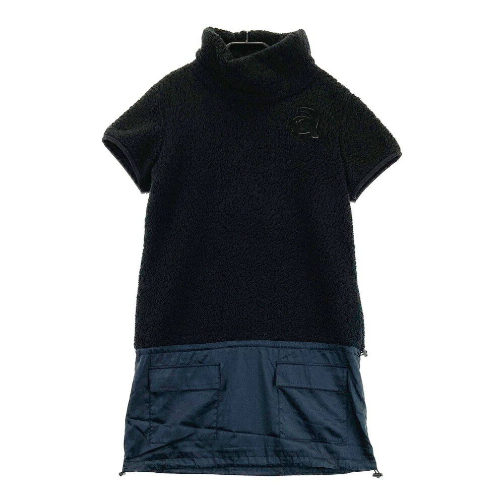 ARCHIVIO アルチビオ ボア切替 ハイネック 半袖ワンピース ブラック系 36 【中古】ゴルフウェア レディース