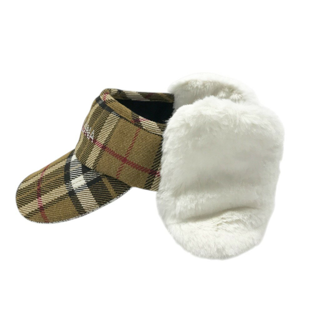 MARK&LONA マークアンドロナ 耳当て付き サンバイザー チェック柄 ブラウン系 FREE 【中古】ゴルフウェア