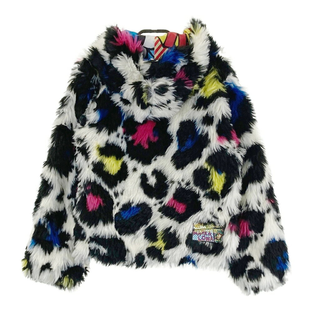 MARK&LONA マークアンドロナ フード付 ボア ジップジャケット レオパード柄 ホワイト系 36 【中古】ゴルフウェア レディース