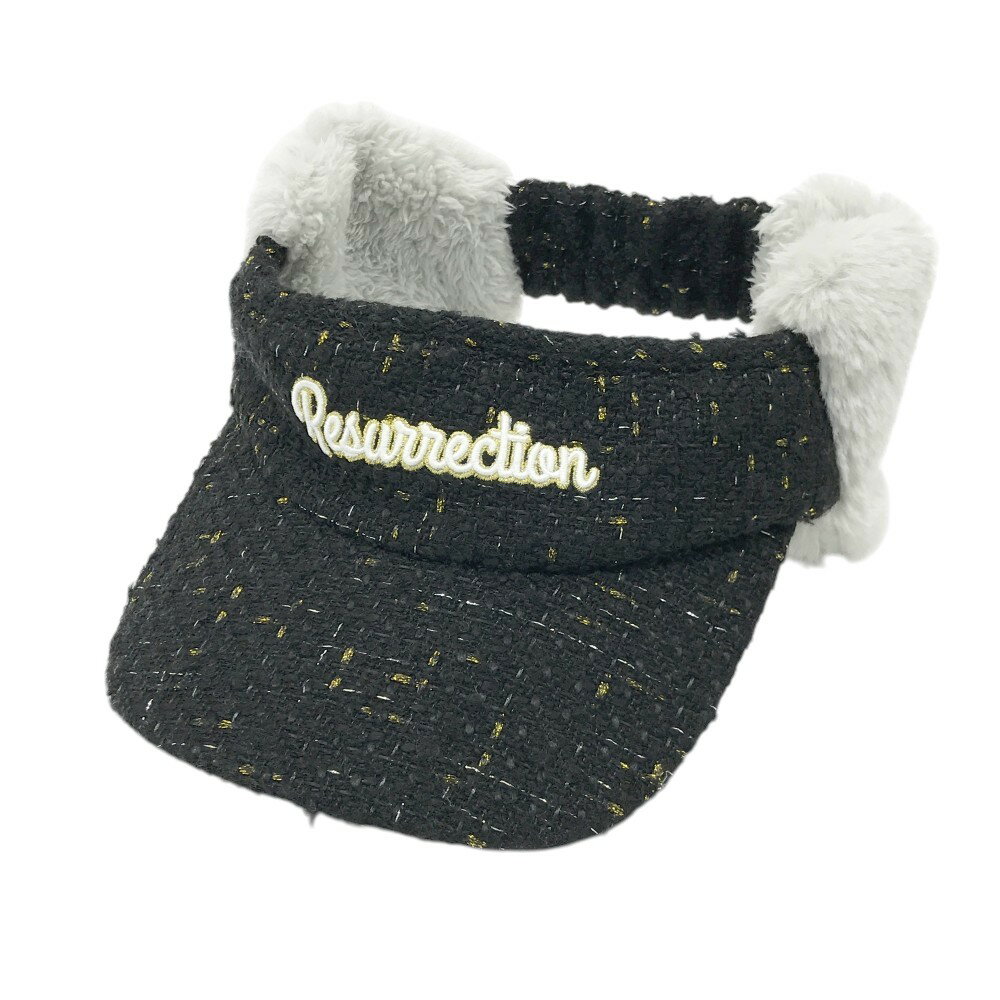 RESURRECTION レザレクション 耳当て付 サンバイザー ツイード ブラック系 フリー 【中古】ゴルフウェア