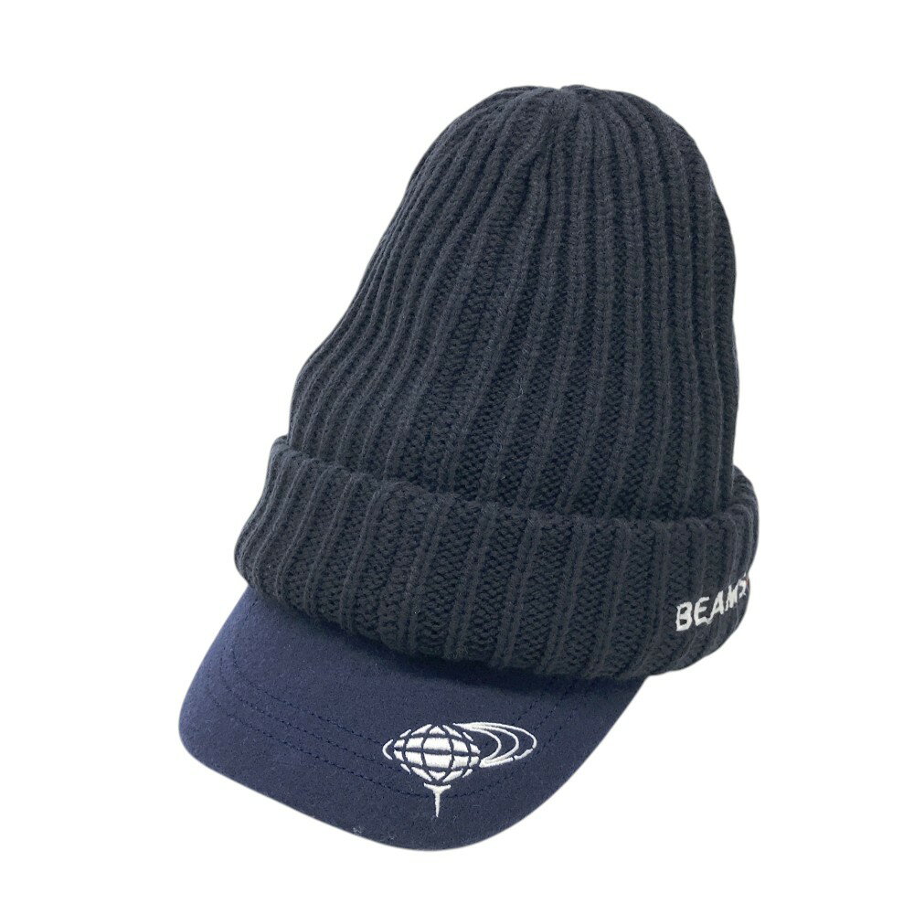 BEAMS GOLF ビームスゴルフ ニット帽 サンバイザー 2点セット ネイビー系 56-58 【中古】ゴルフウェア