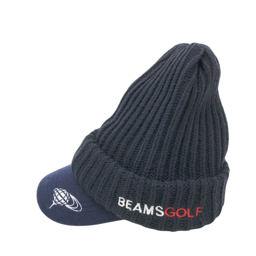BEAMS GOLF ビームスゴルフ ニット帽 サンバイザー 2点セット ネイビー系 56-58 【中古】ゴルフウェア