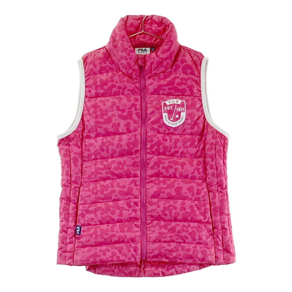FILA GOLF フィラゴルフ ダウンベスト カモフラ柄 ピンク系 M 【中古】ゴルフウェア レディース