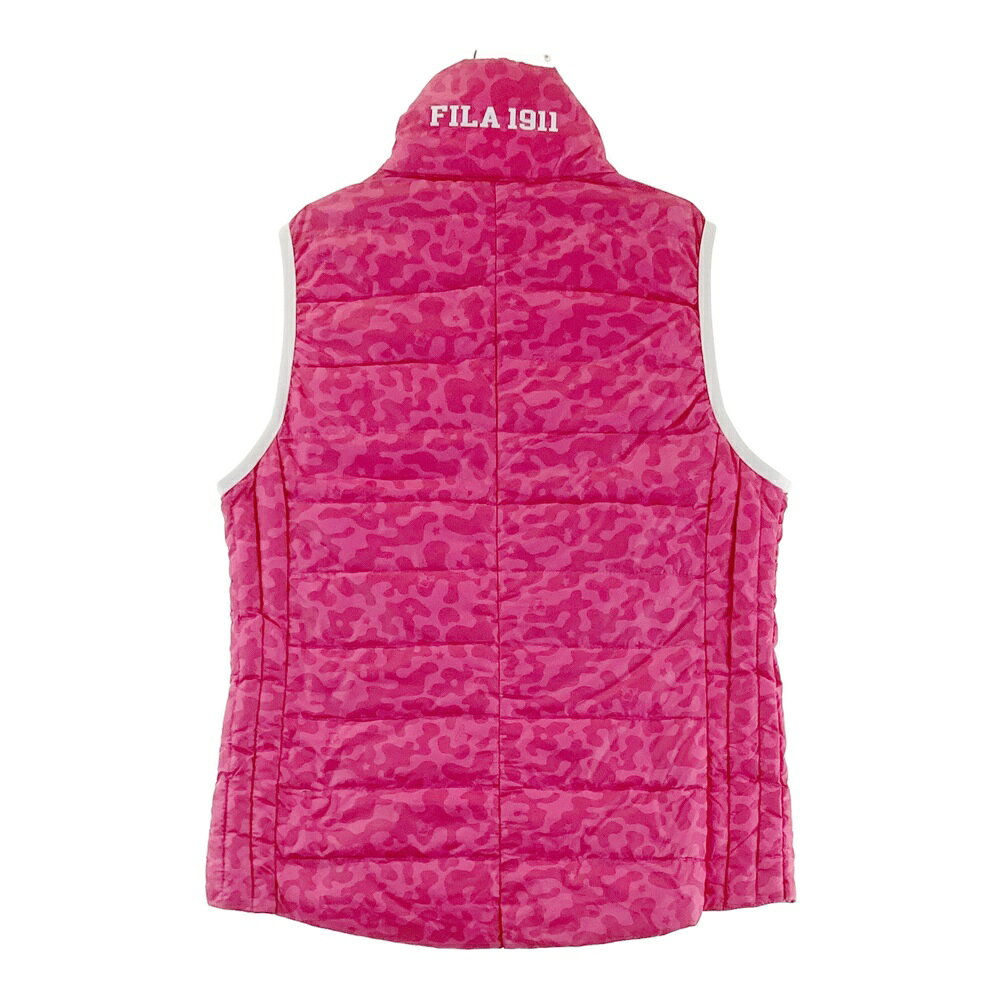 FILA GOLF フィラゴルフ ダウンベスト カモフラ柄 ピンク系 M 【中古】ゴルフウェア レディース