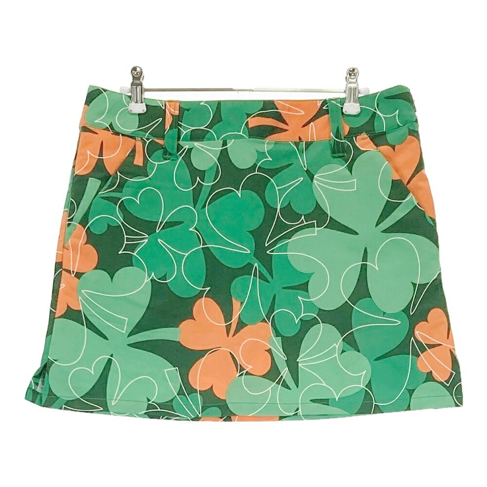 LOUD MOUTH ラウドマウス スカート ラッキーオレンジ柄 グリーン系 L 【中古】ゴルフウェア レディース