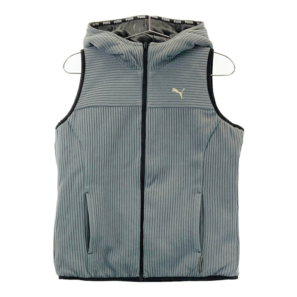 PUMA GOLF プーマゴルフ リバーシブル フード付 中綿ベスト ニッ グレー系 M 【中古】ゴルフウェア レ..