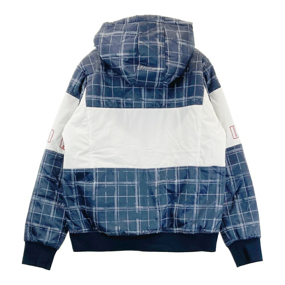 PUMA GOLF プーマゴルフ ; 930405 中綿 ジップパーカー チェック柄 ネイビー系 XL 【中古】ゴルフウェア レディース