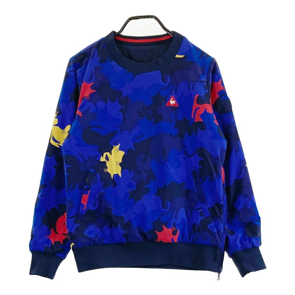 LE COQ GOLF ルコックゴルフ リバーシブル 中綿ブルゾン ネコ 総柄 ネイビー系 L 【中古】ゴルフウェア..
