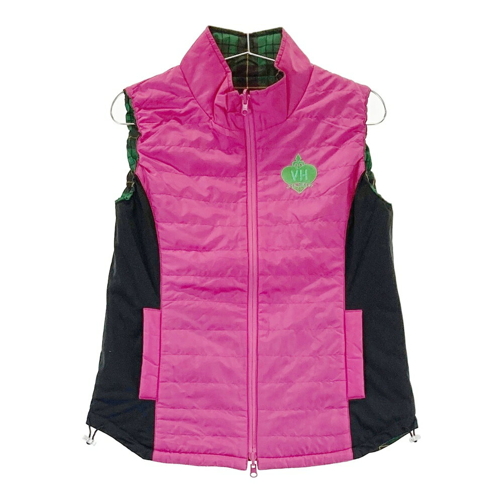 VIVA HEART ビバハート リバーシブル 中綿 ジップベスト ピンク系 40 【中古】ゴルフウェア レディース