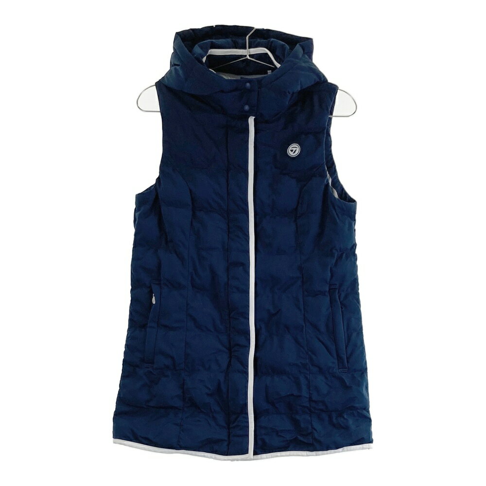 TAYLOR MADE テーラーメイド フード付 中綿 ジップベスト ネイビー系 L 【中古】ゴルフウェア レディース