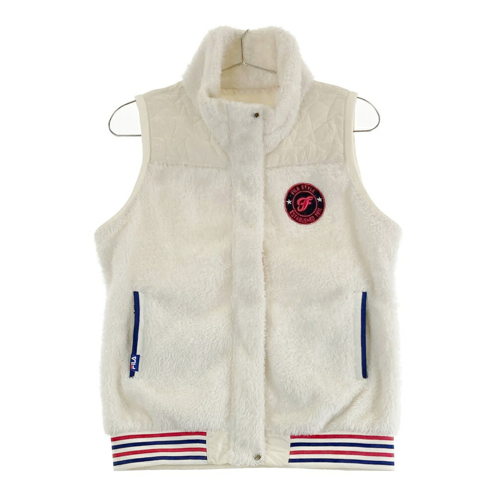 FILA GOLF フィラゴルフ 中綿 フリース 切替 ジップベスト 星柄 ベージュ系 M 【中古】ゴルフウェア レ..