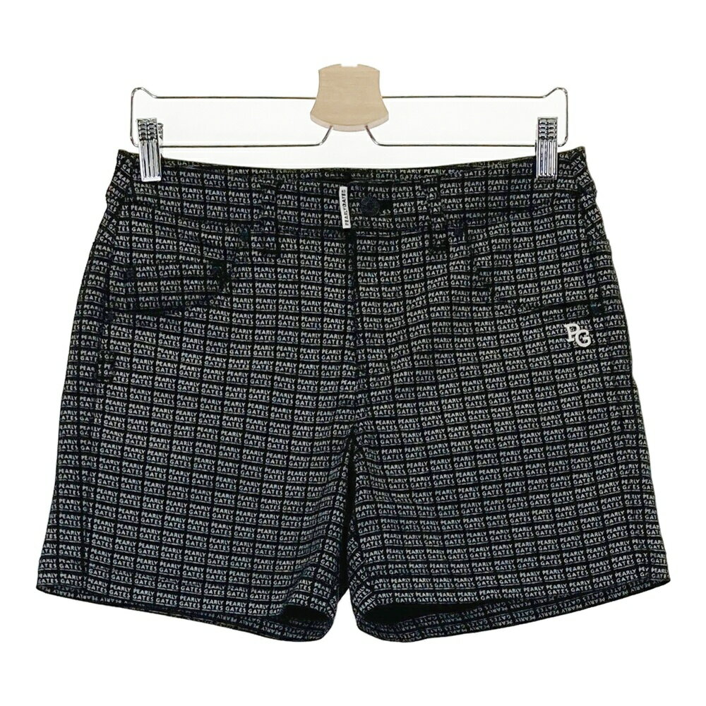 PEARLY GATES パーリーゲイツ ストレッチショートパンツ ロゴ総柄 ブラック系 1 【中古】ゴルフウェア ..