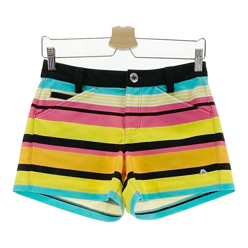 KAPPA GOLF カッパゴルフ ショートパンツ ボーダー柄 イエロー系 S 【中古】ゴルフウェア レディース