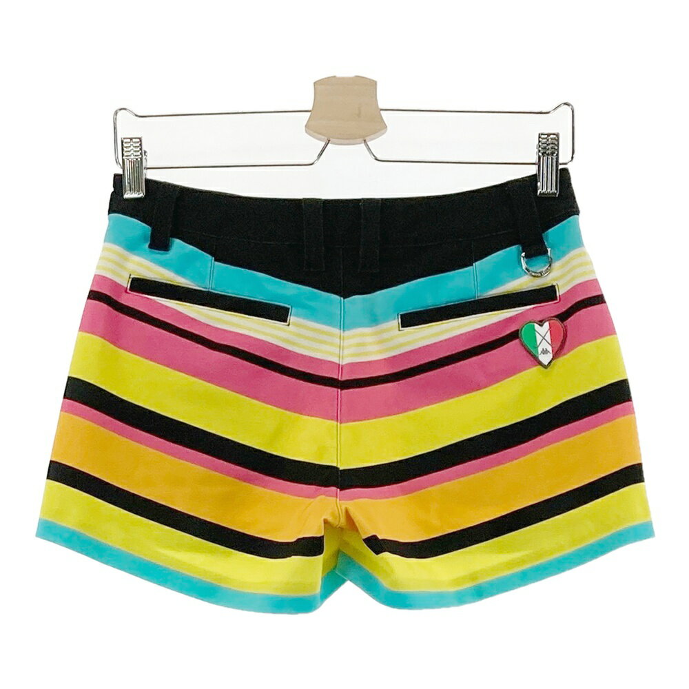 KAPPA GOLF カッパゴルフ ショートパンツ ボーダー柄 イエロー系 S 【中古】ゴルフウェア レディース