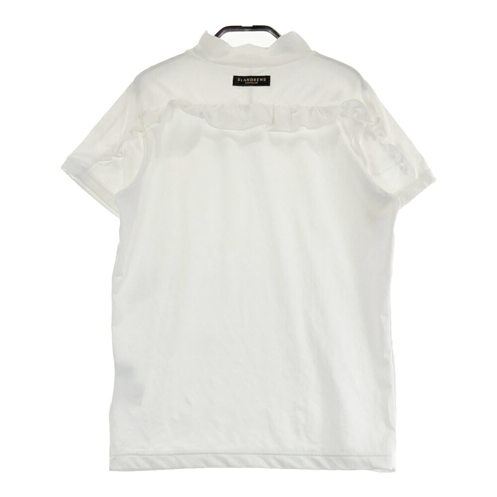 ST ANDREWS セントアンドリュース ハイネック半袖Tシャツ フリル ホワイト系 M 【中古】ゴルフウェア レディース