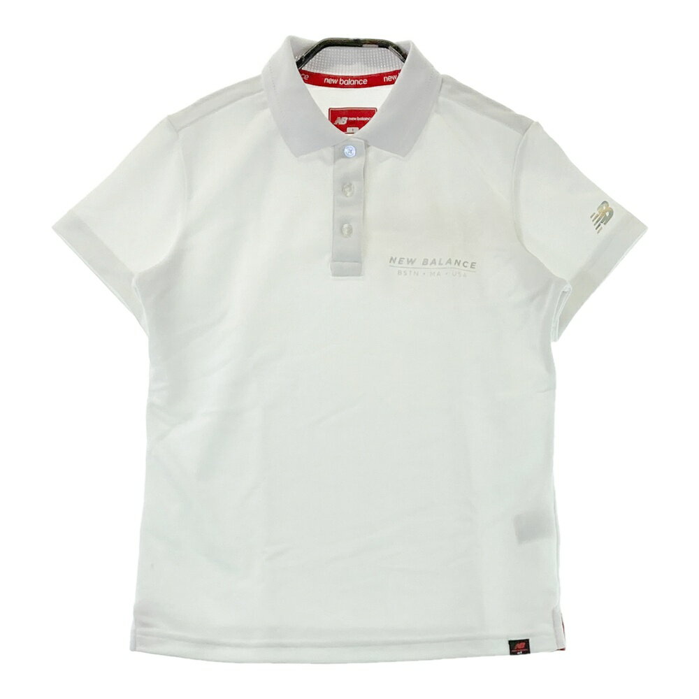 NEW BALANCE GOLF ニューバランス 袖ロゴ 半袖ポロシャツ ホワイト系 1 【中古】ゴルフウェア レディース