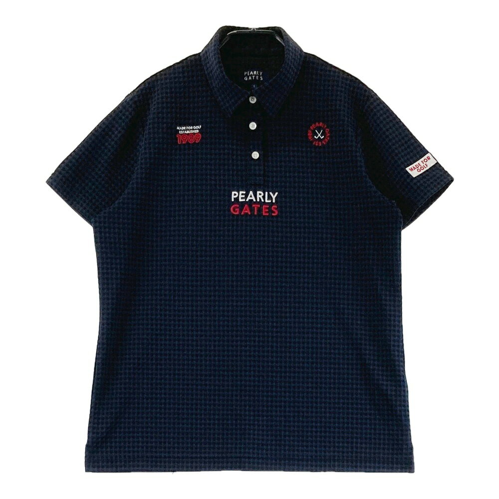 PEARLY GATES パーリーゲイツ 2023年モデル 半袖ポロシャツ チェック柄 ネイビー系 1 【中古】ゴルフウェア レディース