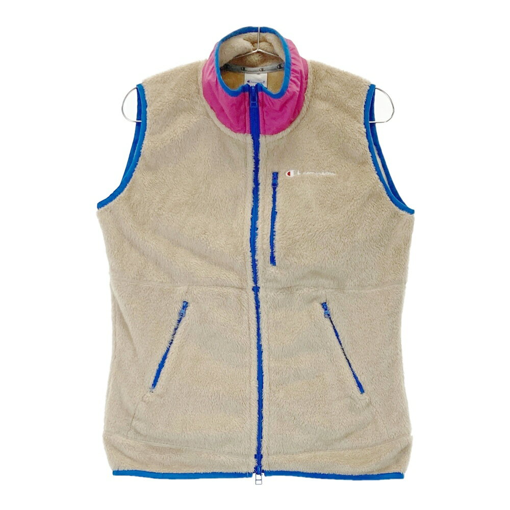 CHAMPION GOLF チャンピオンゴルフ ; ボア フリース ジップベスト ベージュ系 LARGE 【中古】ゴルフウェア レディース