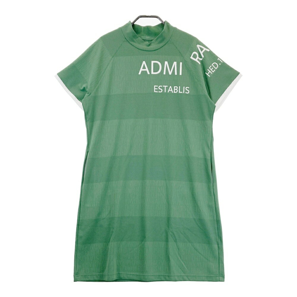 ADMIRAL アドミラル ハイネック 半袖ワンピース 総柄 グリーン系 LL 【中古】ゴルフウェア レディース