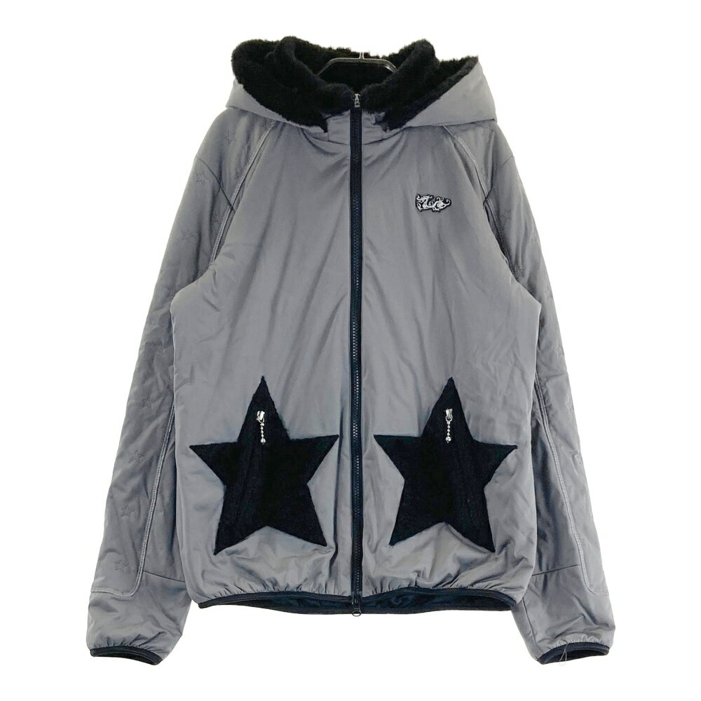 DANCE WITH DRAGON ダンスウィズドラゴン 2way 中綿 ボア ジップジャケット グレー系 3 【中古】ゴルフウェア レディース