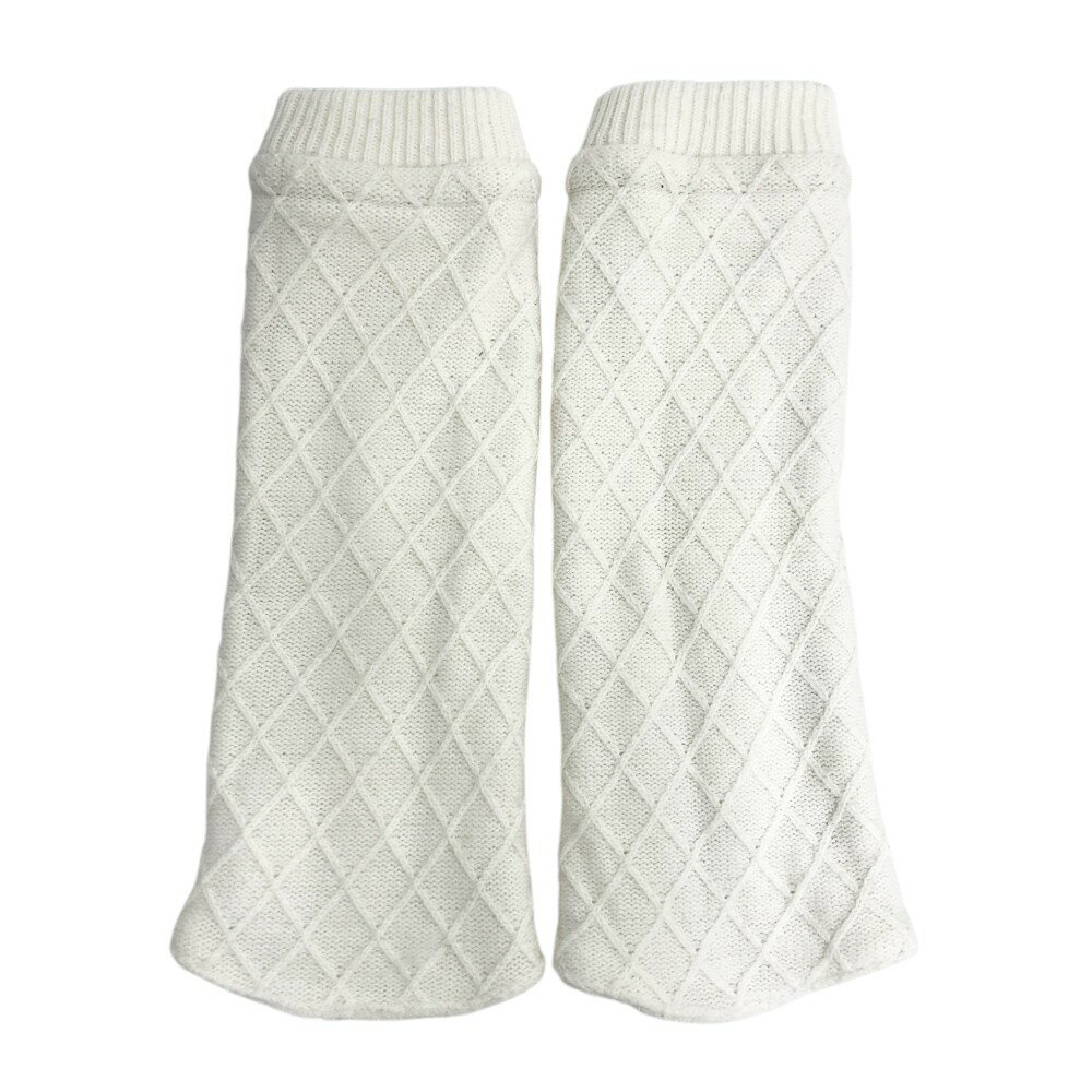 23区GOLF ニジュウサンクゴルフ 裏起毛 ニット レッグウォーマー ホワイト系 F 【中古】ゴルフウェア