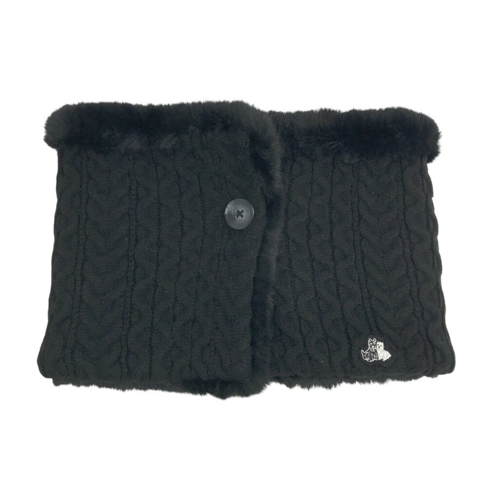 BLACK&WHITE ブラックアンドホワイト ニットネックウォーマー ファー ブラック系 F 【中古】ゴルフウェア