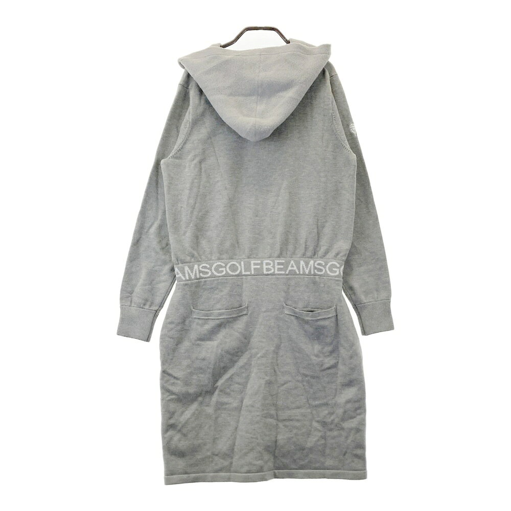 BEAMS GOLF ビームスゴルフ 2023年モデル フード付 ニットワンピース フリース切替 グレー系 M 【中古】ゴルフウェア レディース