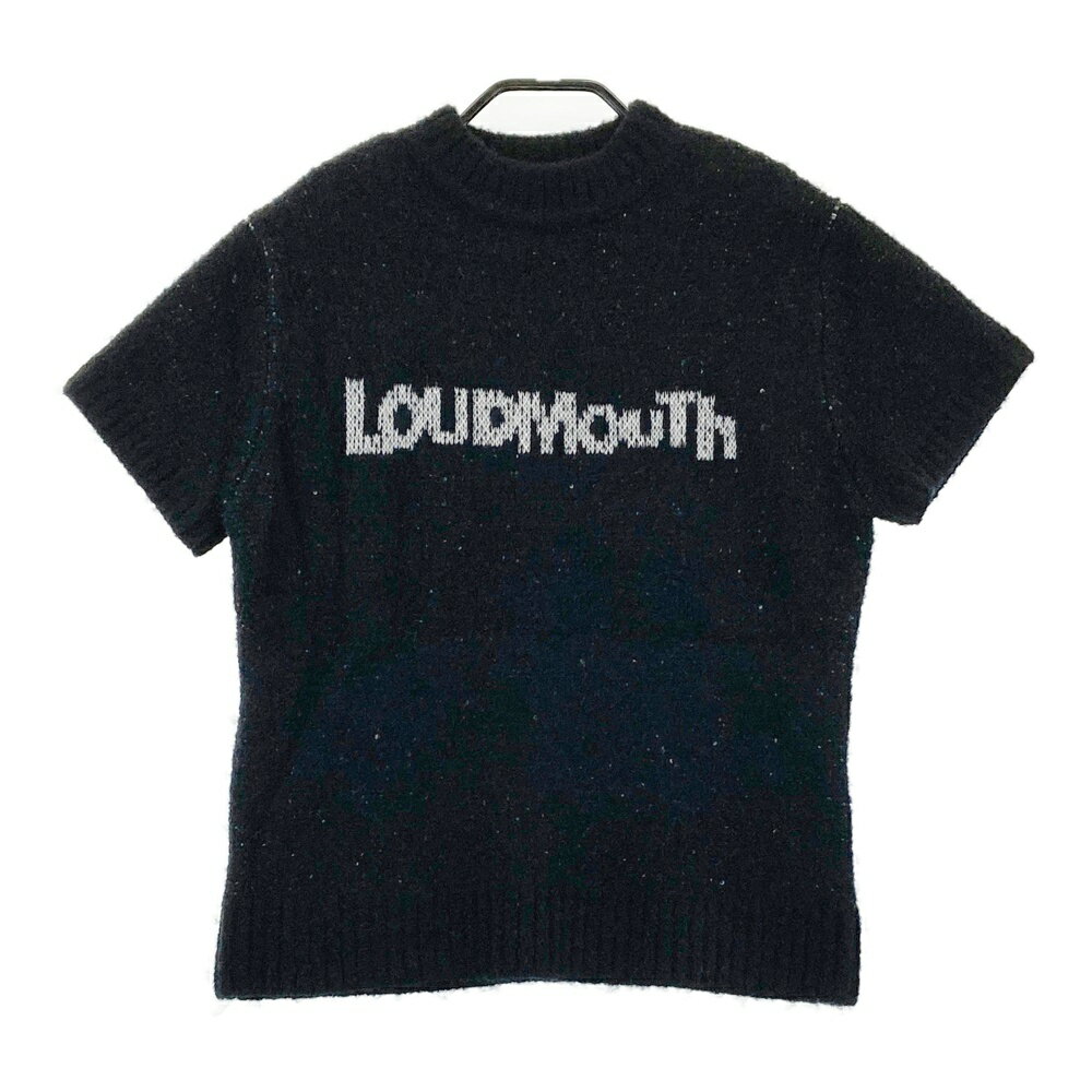 LOUD MOUTH ラウドマウス ; MO774751 アームカバー付 半袖ニットセーター チェック柄 ブラック系 M 【中古】ゴルフウェア レディース