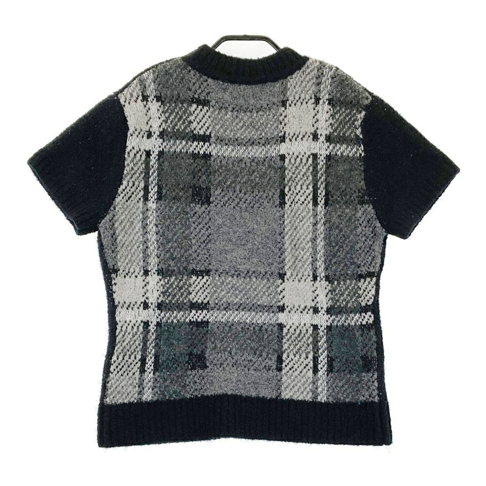 LOUD MOUTH ラウドマウス ; MO774751 アームカバー付 半袖ニットセーター チェック柄 ブラック系 M 【中古】ゴルフウェア レディース