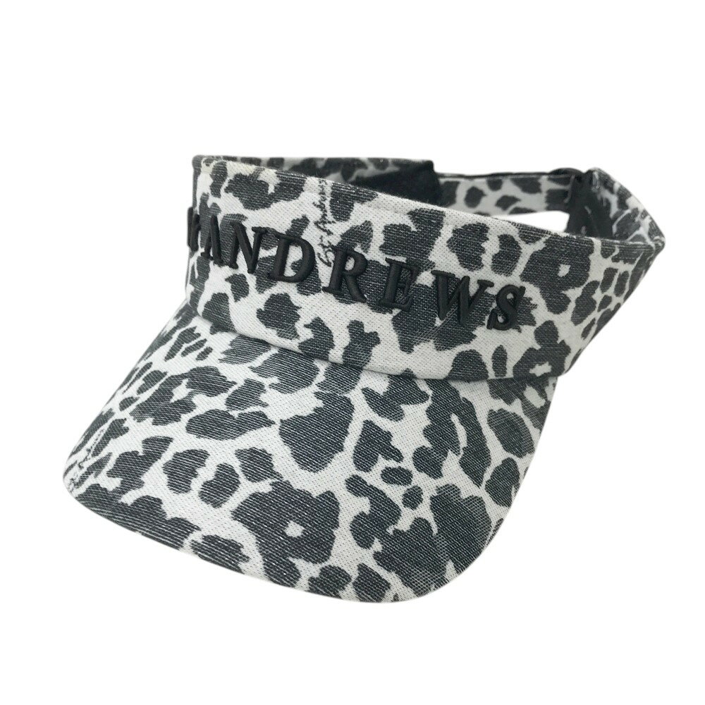 ST ANDREWS セントアンドリュース サンバイザー ヒョウ柄 ブラック系 FR 【中古】ゴルフウェア