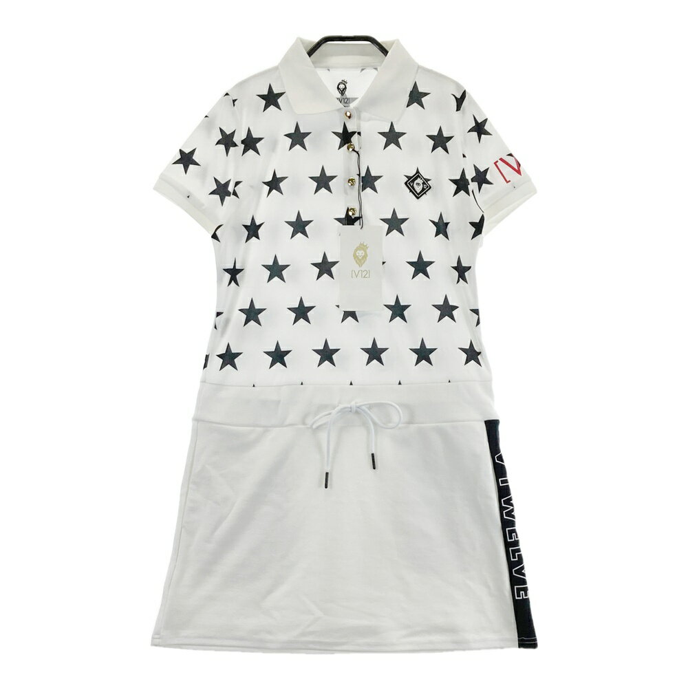 V12 ヴィトゥエルヴ 半袖ワンピース 星柄 ホワイト系 1 【中古】ゴルフウェア レディース