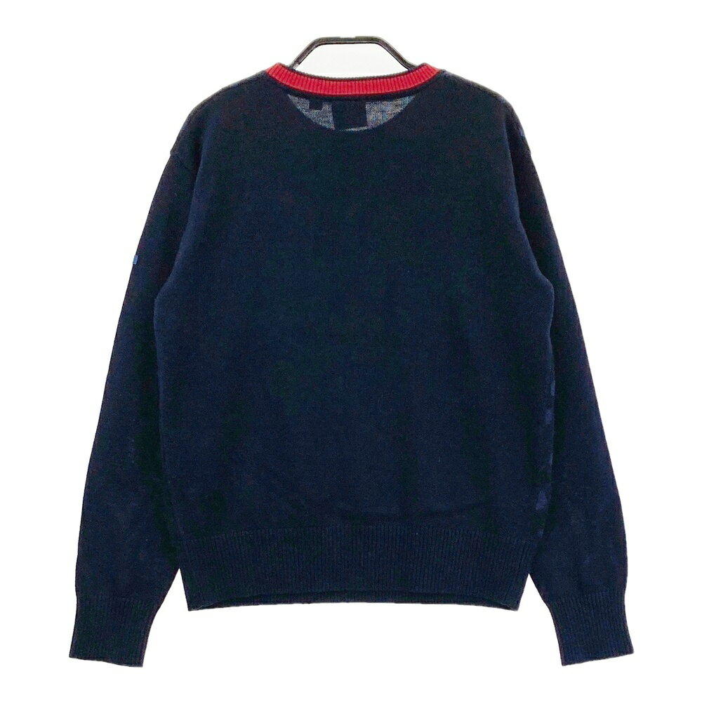 FIDRA フィドラ 裏地付ニットセーター ウール混 カモフラ柄 ネイビー系 S 【中古】ゴルフウェア レディース