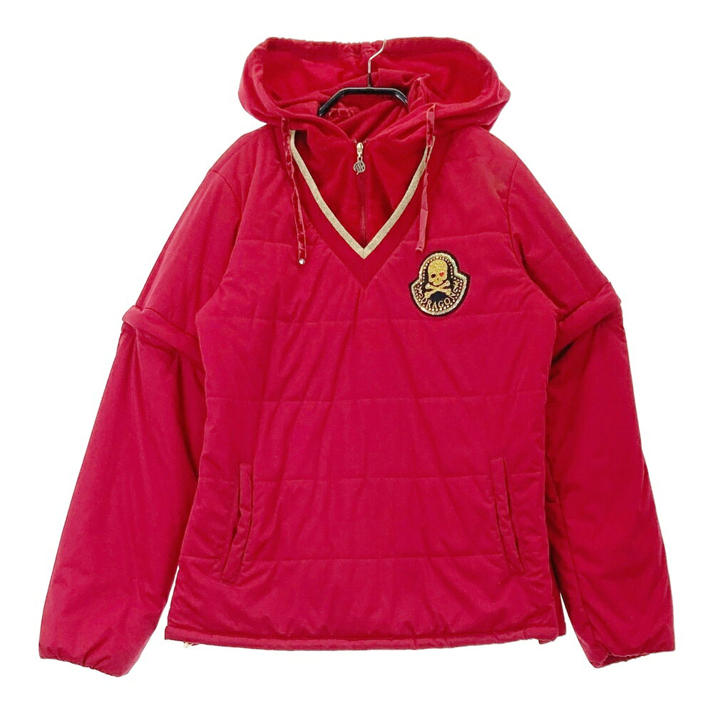 DANCE WITH DRAGON ダンスウィズドラゴン 2WAY 長袖中綿ジャケット レッド系 3 【中古】ゴルフウェア レディース