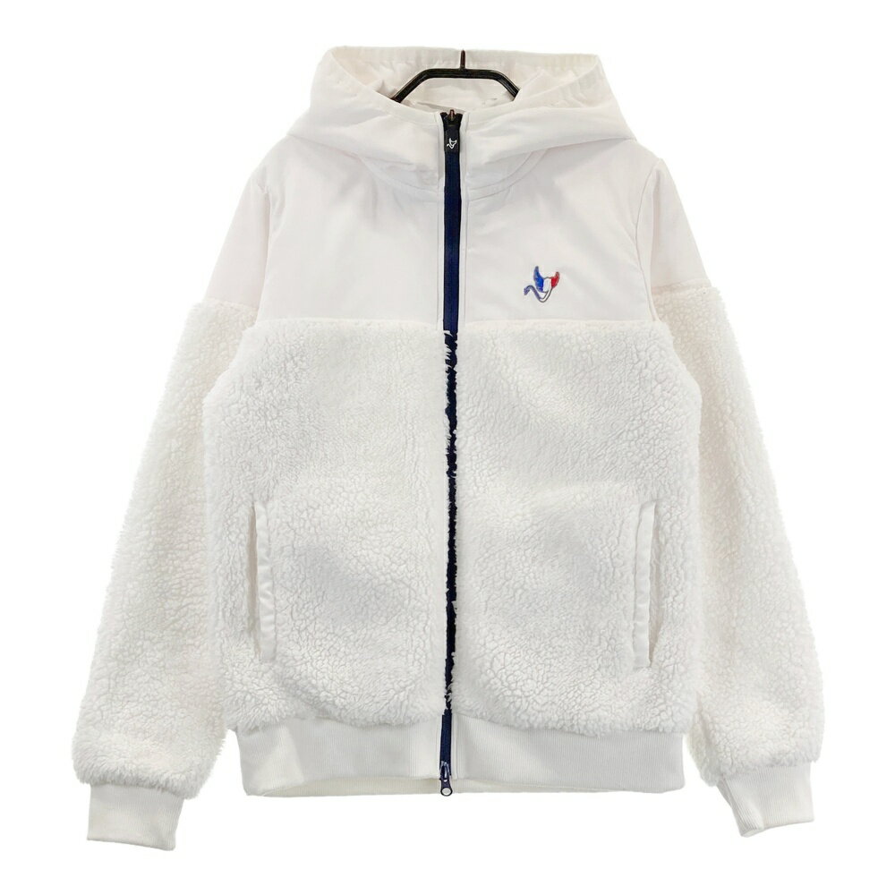CLUNK クランク フード付 中綿切替 ボアジップジャケット ホワイト系 M 【中古】ゴルフウェア レディース