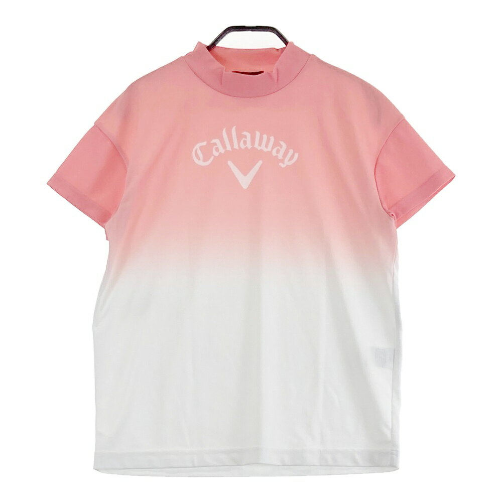 CALLAWAY キャロウェイ 2024年モデル ハイネック 半袖Tシャツ ロゴ ピンク系 M 【中古】ゴルフウェア ..