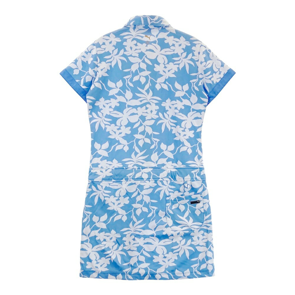 PUMA GOLF プーマゴルフ 半袖ワンピース リーフ総柄 ブルー系 S 【中古】ゴルフウェア レディース