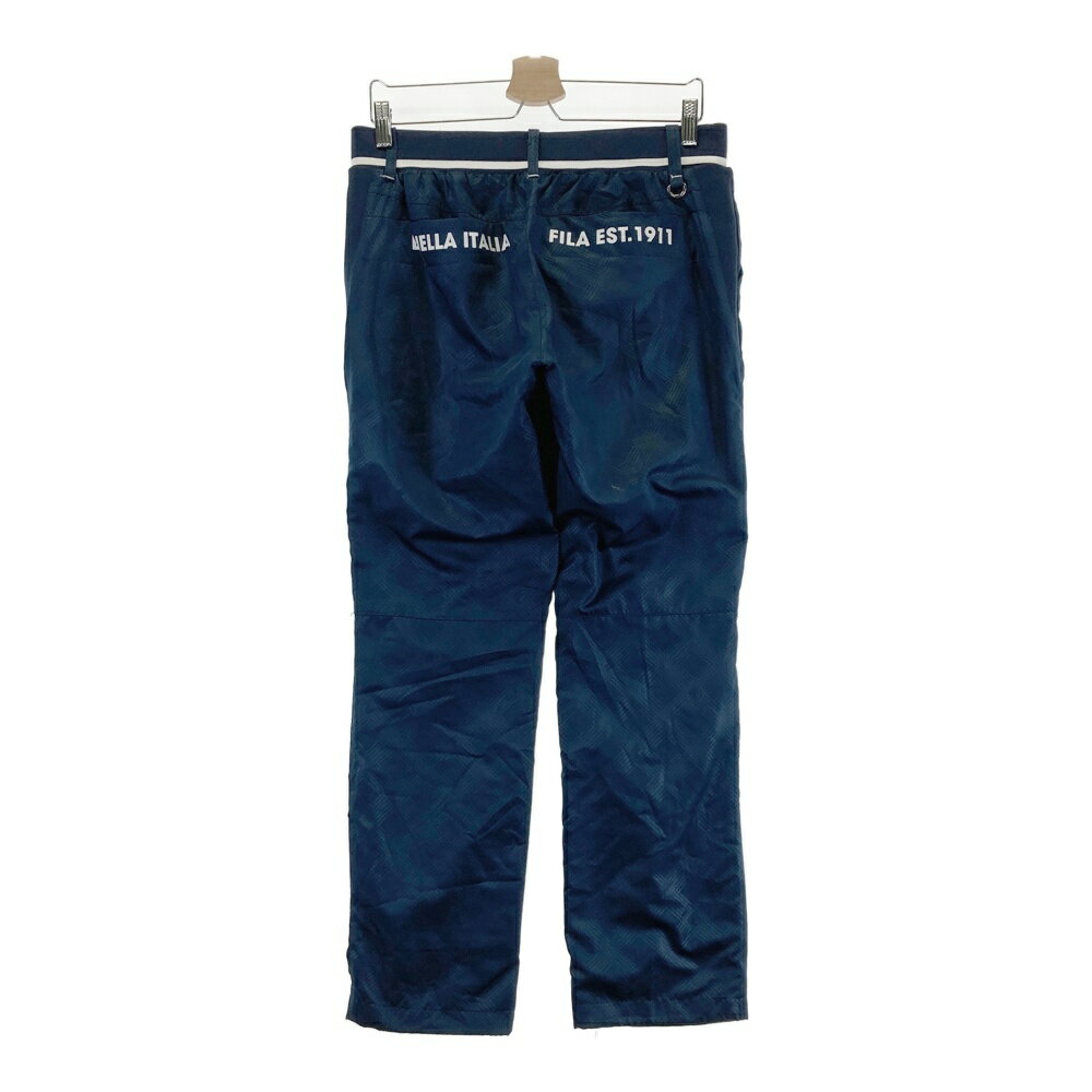 FILA GOLF フィラゴルフ 裏地付 ロングパンツ チェック柄 ネイビー系 LL 【中古】ゴルフウェア レディース