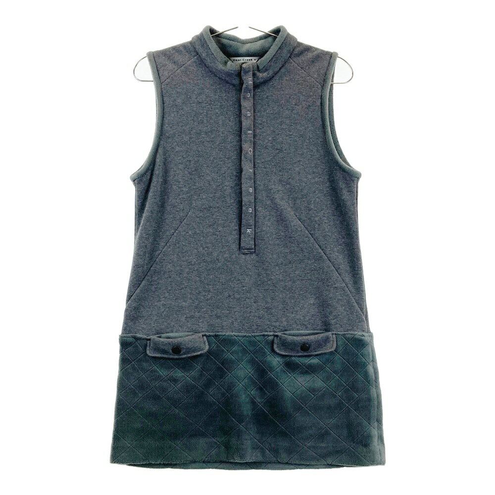 HEAL CREEK ヒールクリーク 002-67170 ボア ハーフジップ ノースリーブワンピース グレー系 42 【中古】ゴルフウェア レディース
