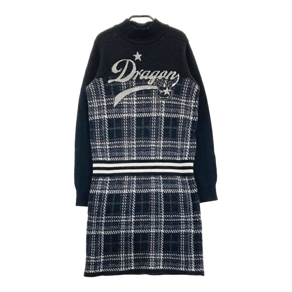 DANCE WITH DRAGON ダンスウィズドラゴン ウール混 ニット 長袖ワンピース チビドラ スパンコール刺 ブ..