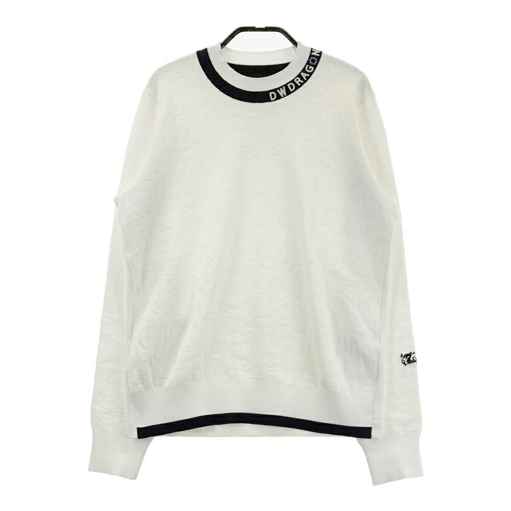 DANCE WITH DRAGON ダンスウィズドラゴン ニットセーター ロゴ 総柄 ホワイト系 2 【中古】ゴルフウェ..