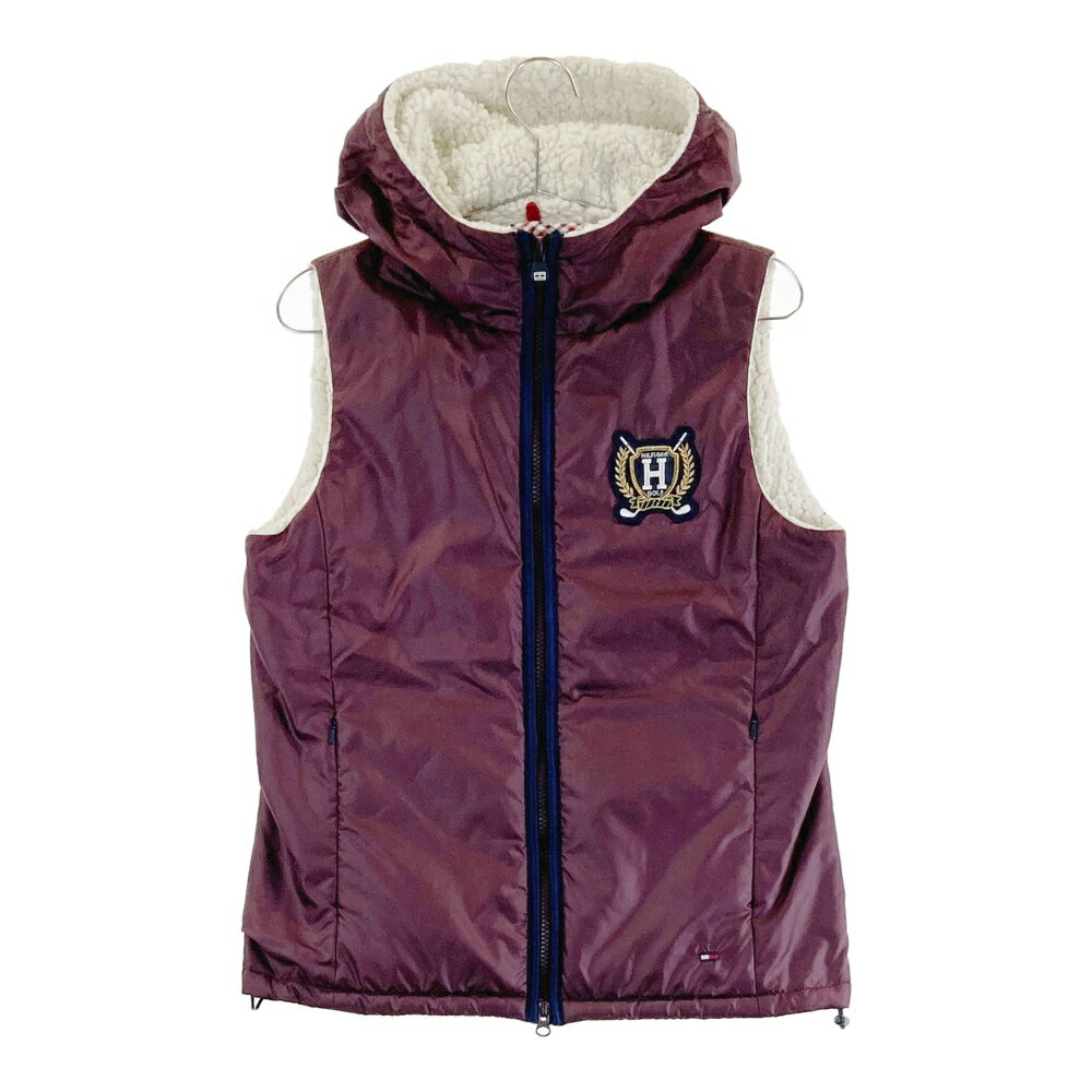 TOMMY HILFIGER GOLF トミー ヒルフィガーゴルフ フード付 中綿 ジップベスト ボア パープル系 S 【中..