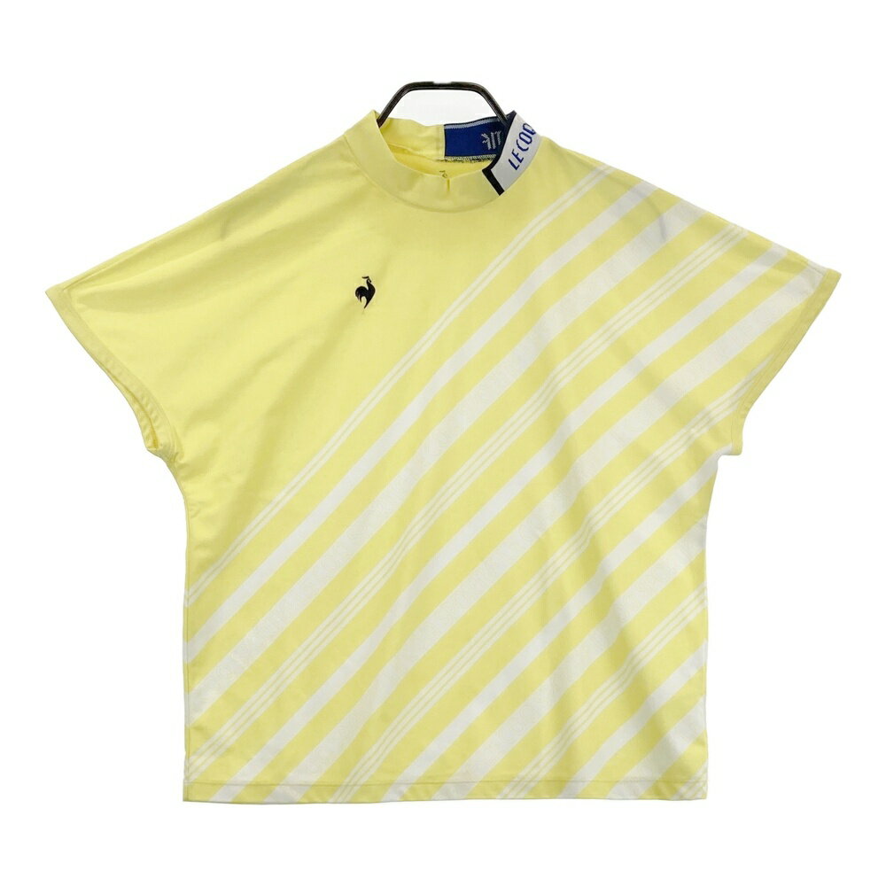 LE COQ GOLF ルコックゴルフ 2024年モデル ハイネック 半袖Tシャツ 斜めストライプ柄 イエロー系 LL 【..
