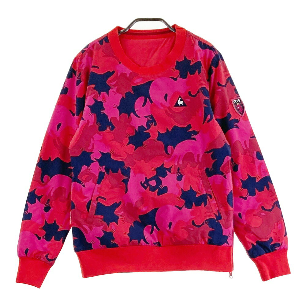 LE COQ GOLF ルコックゴルフ リバーシブル 中綿ジャケット ネコ総柄 レッド系 M 【中古】ゴルフウェア ..