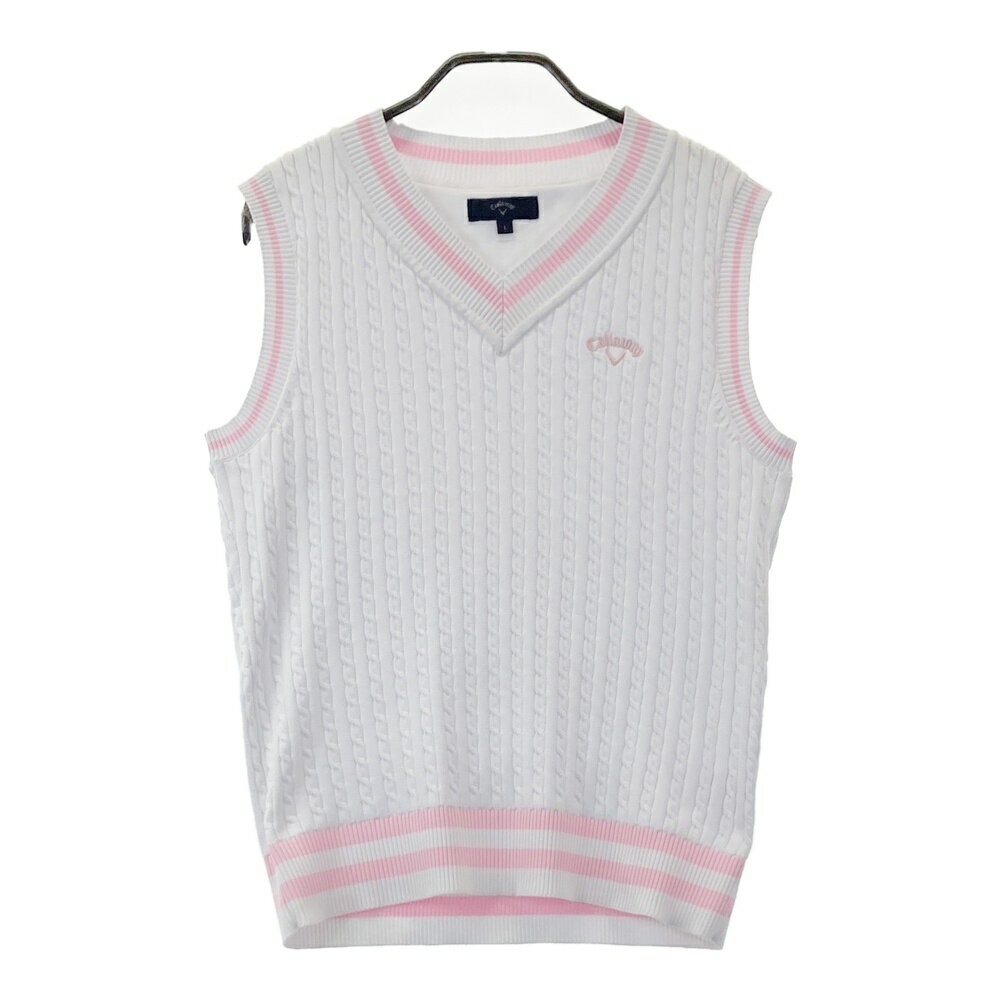 CALLAWAY キャロウェイ ニットベスト ホワイト系 L 【中古】ゴルフウェア レディース