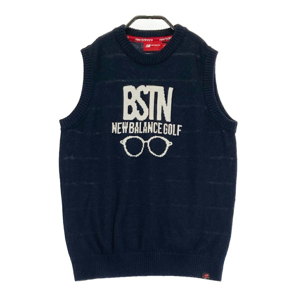 NEW BALANCE GOLF ニューバランス ニットベスト ボーダー柄 ネイビー系 1 【中古】ゴルフウェア レディ..