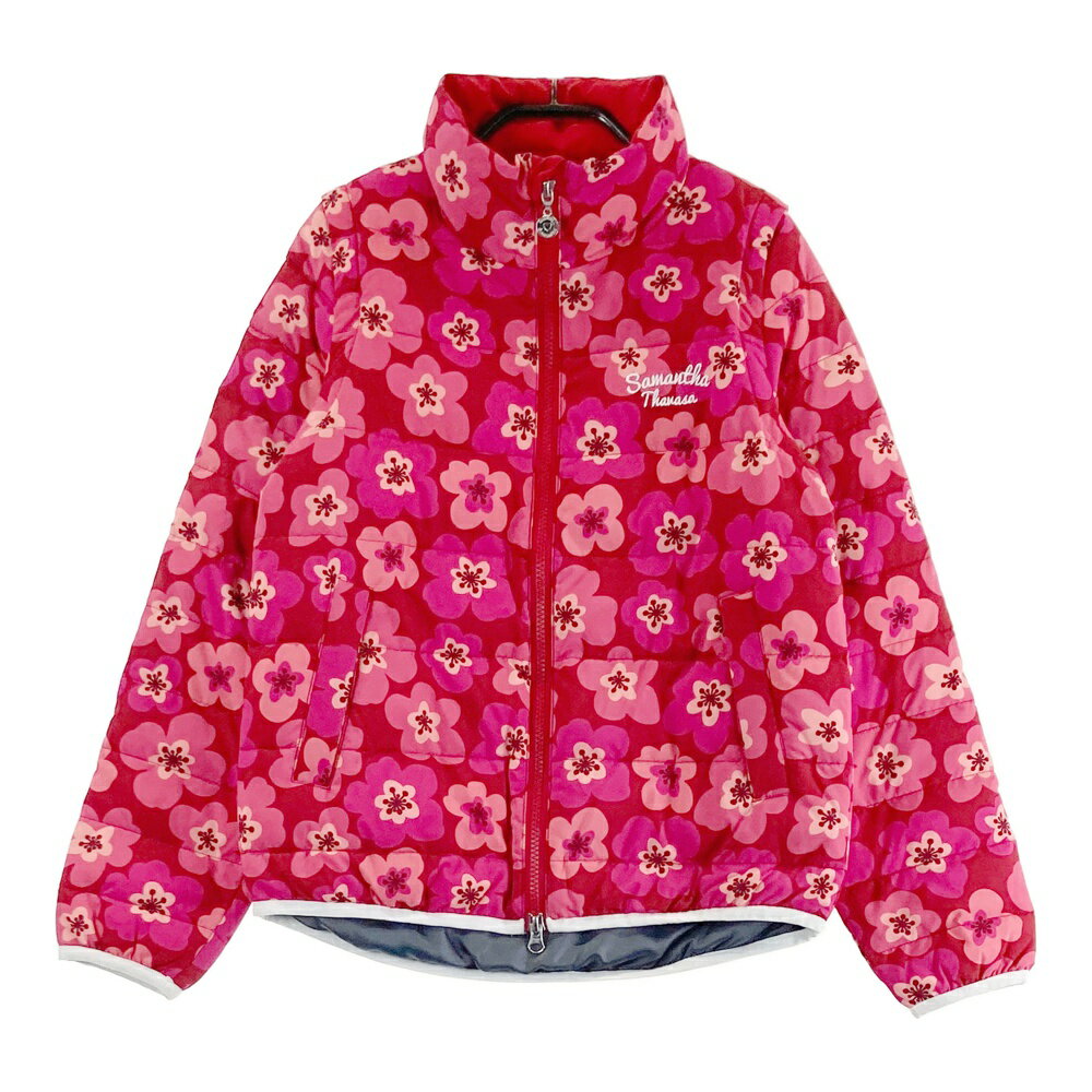 SAMANTHA THAVASA サマンサタバサ 2WAY 中綿ジャケット 花柄 レッド系 S 【中古】ゴルフウェア レディース