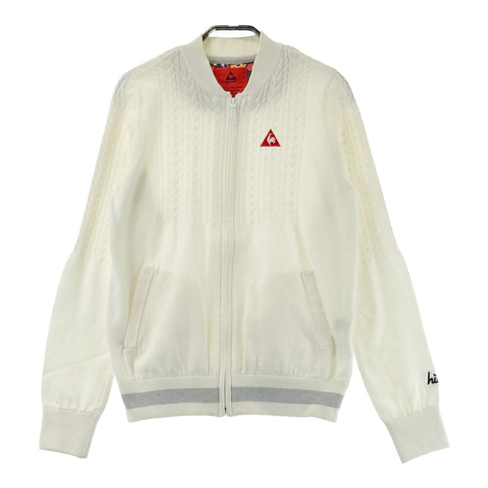 LE COQ GOLF ルコックゴルフ ニット ジップジャケット ホワイト系 L 【中古】ゴルフウェア レディース