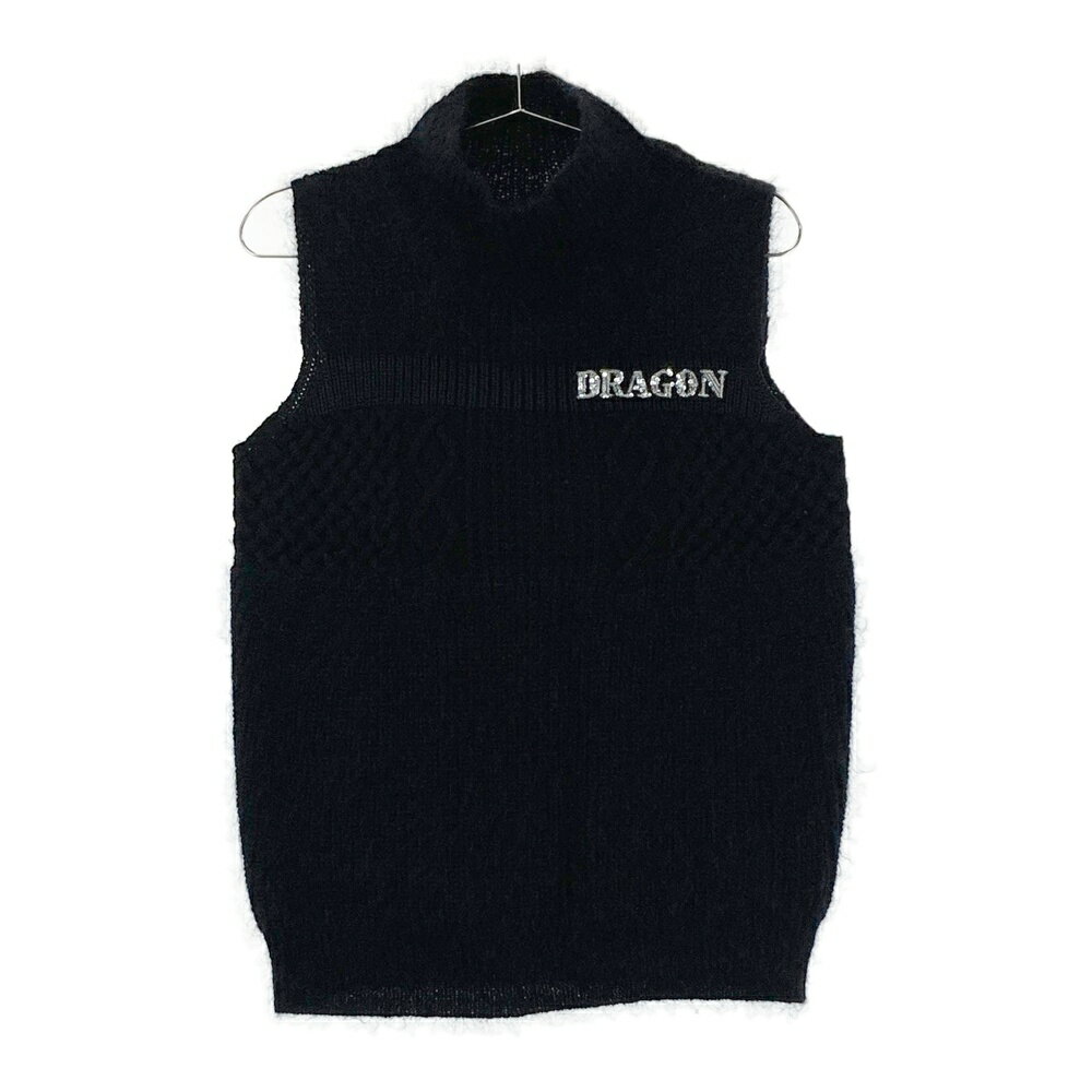 DANCE WITH DRAGON ダンスウィズドラゴン モヘヤ混 ニットベスト ブラック系 2 【中古】ゴルフウェア ..