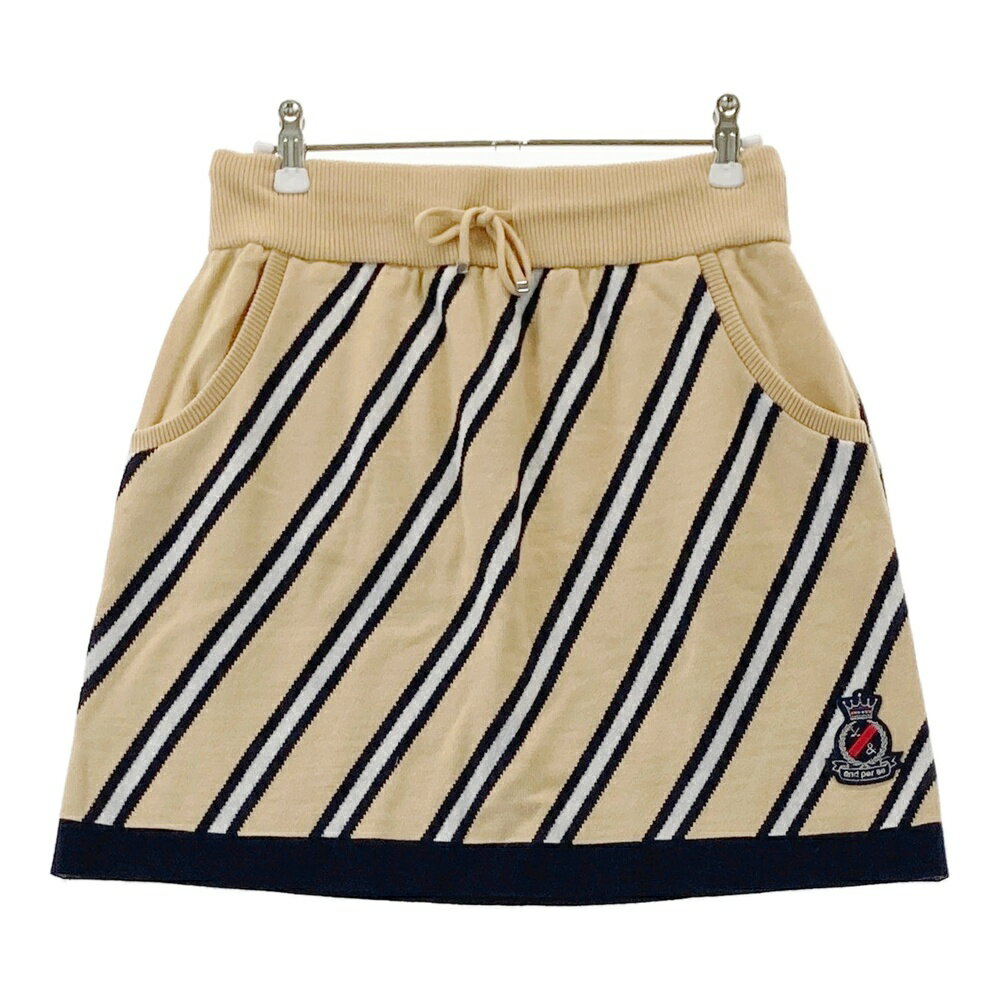 AND PER SE アンパスィ ニット スカート ベージュ系 L 【中古】ゴルフウェア レディース