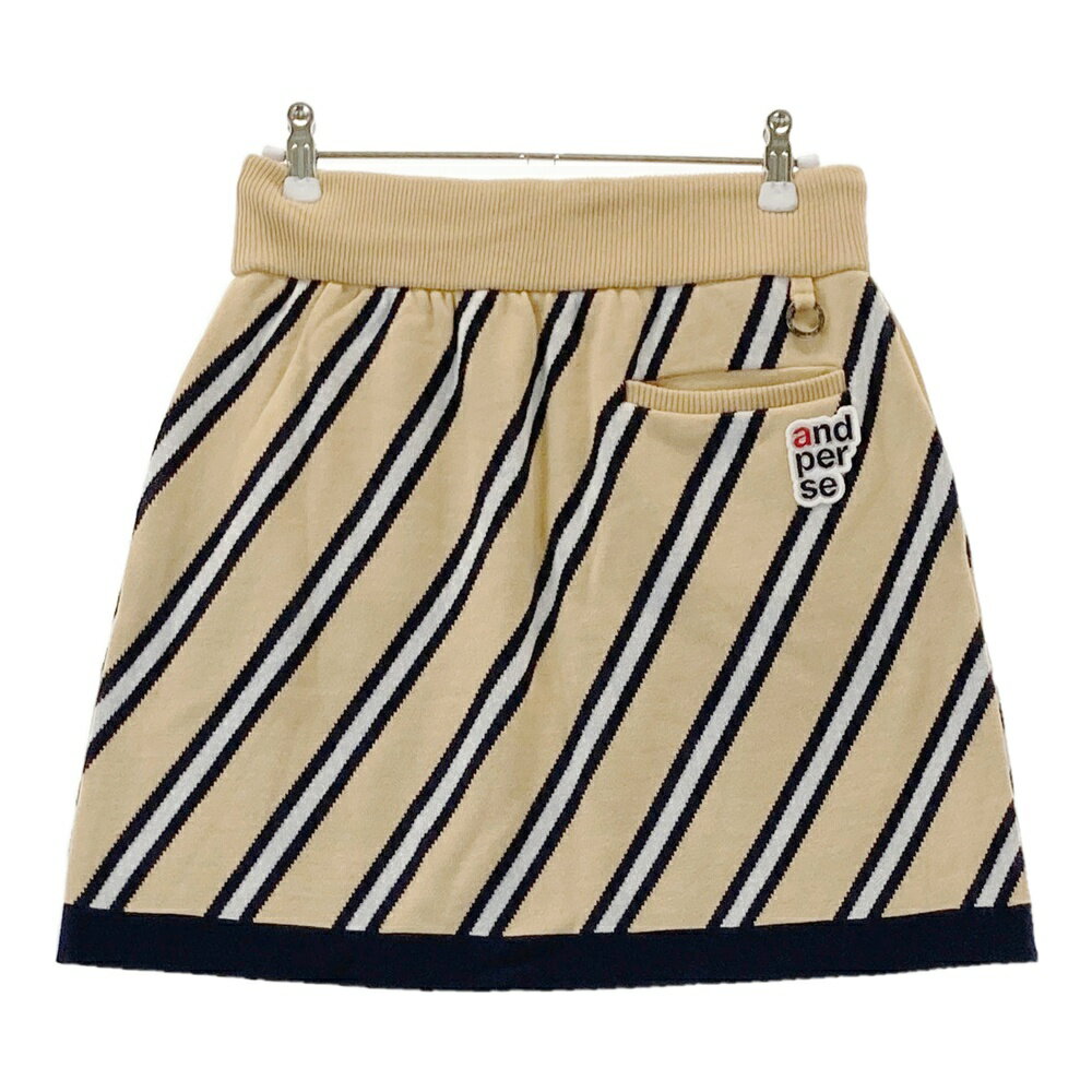 AND PER SE アンパスィ ニット スカート ベージュ系 L 【中古】ゴルフウェア レディース